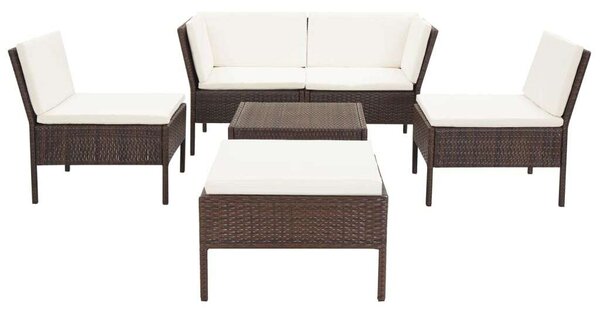 Polyrattan Kerti Bútorszett - 6 részes - Barna