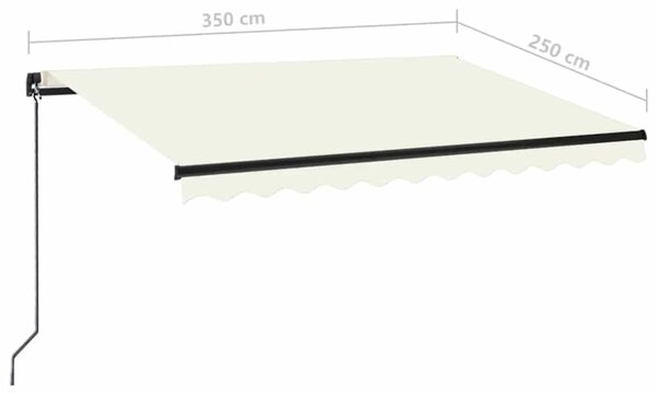 Krémszínű kézzel kihúzható napellenző 350 x 250 cm