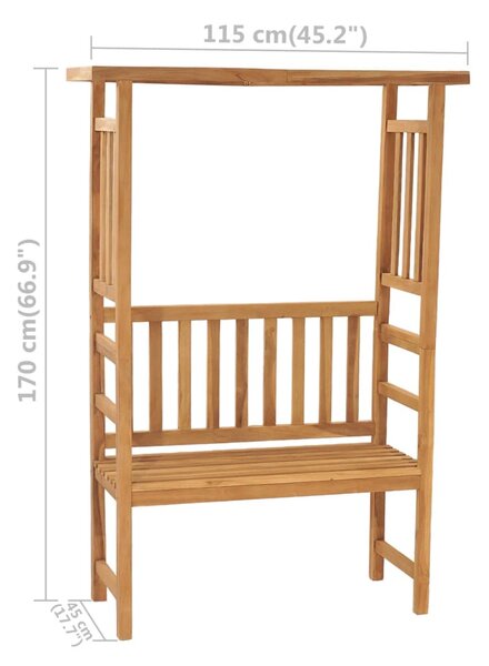 Tömör tíkfa kerti pad pergolával 115 cm