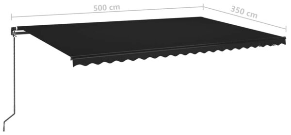 Antracitszürke kézzel kihúzható LED-es napellenző 500x350 cm