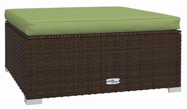 Barna polyrattan kerti lábtartó párnával 70 x 70 x 30 cm
