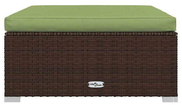 Barna polyrattan kerti lábtartó párnával 70 x 70 x 30 cm