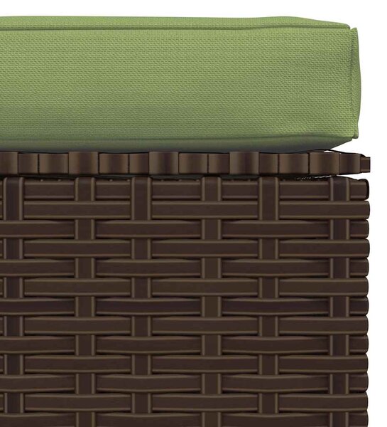 Barna polyrattan kerti lábtartó párnával 70 x 70 x 30 cm