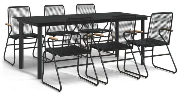 7 részes fekete PVC rattan kerti étkezőgarnitúra