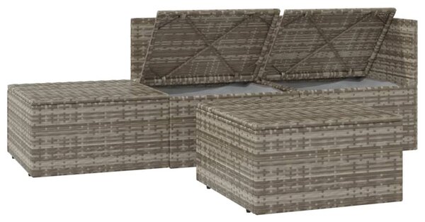4 részes szürke polyrattan kerti ülőgarnitúra párnákkal