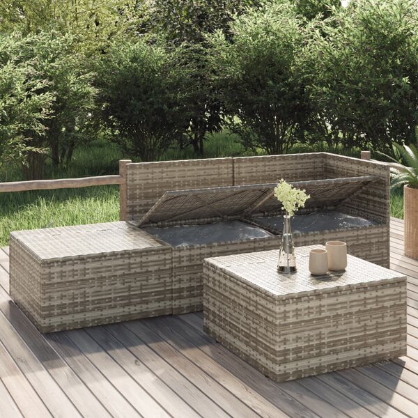 4 részes szürke polyrattan kerti ülőgarnitúra párnákkal