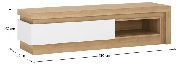 KONDELA TV asztal 02, riviéra tölgy/fehér extra magasfényű, LEONARDO