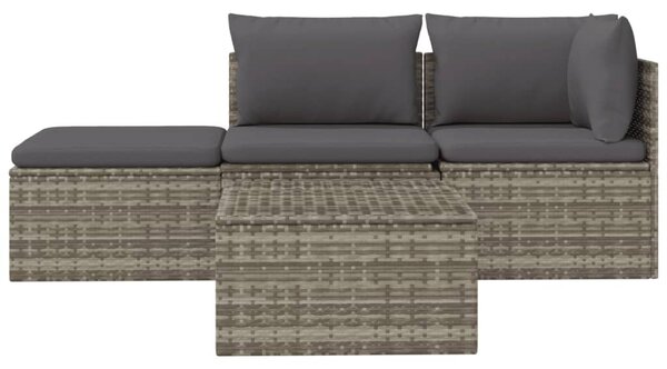 4 részes szürke polyrattan kerti ülőgarnitúra párnákkal
