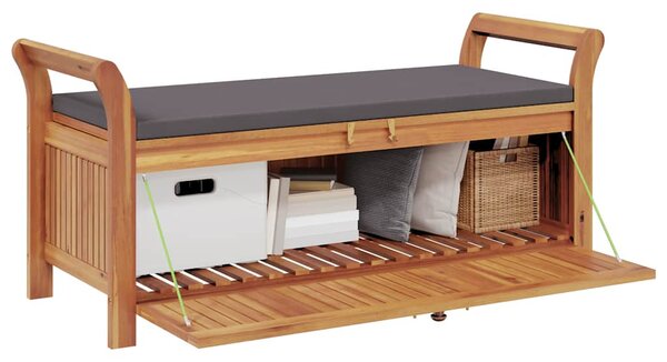 Tömör akácfa tárolópad párnával 126 cm