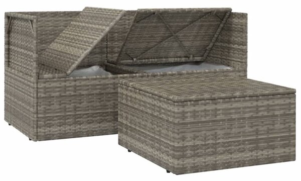 3 részes szürke polyrattan kerti ülőgarnitúra párnákkal