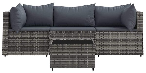 4 részes szürke polyrattan kerti ülőgarnitúra párnákkal