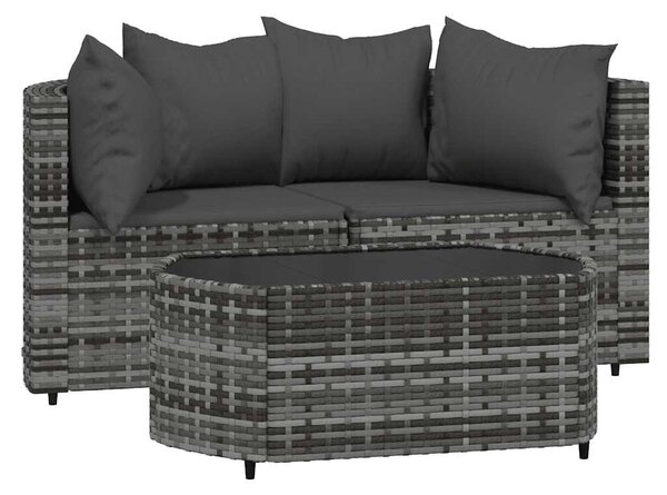 3 részes szürke polyrattan kerti ülőgarnitúra párnákkal