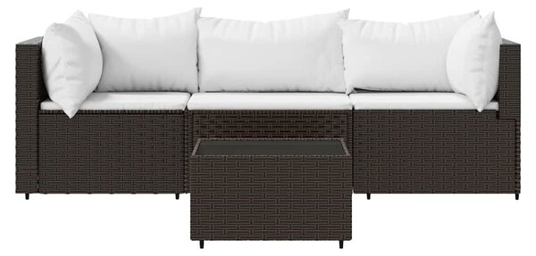 4 részes barna polyrattan kerti ülőgarnitúra párnákkal