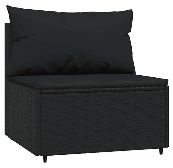4 részes fekete polyrattan kerti ülőgarnitúra párnákkal