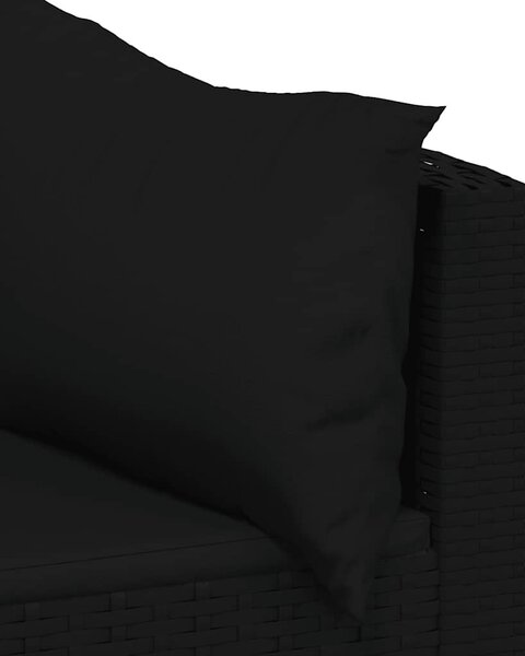 3 részes fekete polyrattan kerti ülőgarnitúra párnákkal