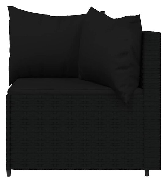 3 részes fekete polyrattan kerti ülőgarnitúra párnákkal