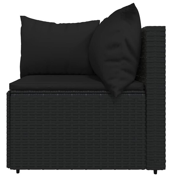 3 részes fekete polyrattan kerti ülőgarnitúra párnákkal