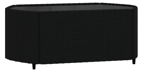 3 részes fekete polyrattan kerti ülőgarnitúra párnákkal