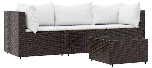 4 részes barna polyrattan kerti ülőgarnitúra párnákkal