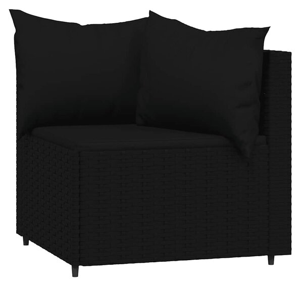 3 részes fekete polyrattan kerti ülőgarnitúra párnákkal