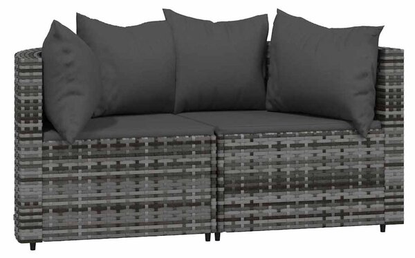 3 részes szürke polyrattan kerti ülőgarnitúra párnákkal