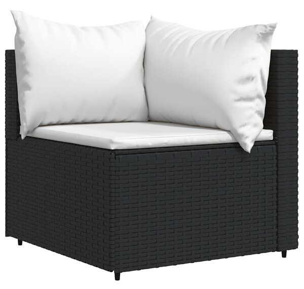 3 részes fekete polyrattan kerti ülőgarnitúra párnákkal