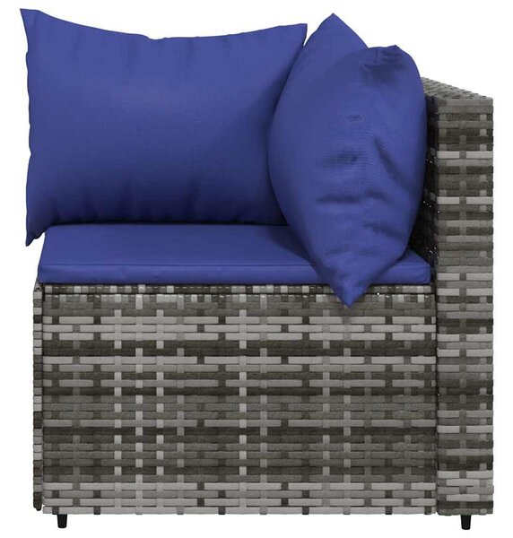 Szürke polyrattan kerti sarokkanapé párnákkal