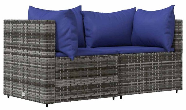 3 részes szürke polyrattan kerti ülőgarnitúra párnákkal