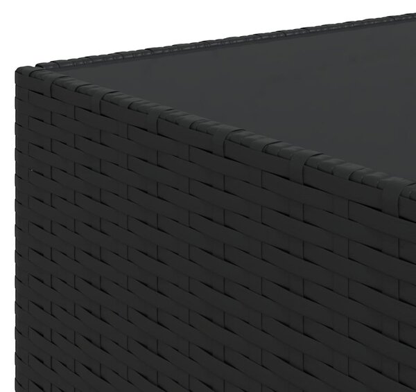 3 részes fekete polyrattan kerti ülőgarnitúra párnákkal