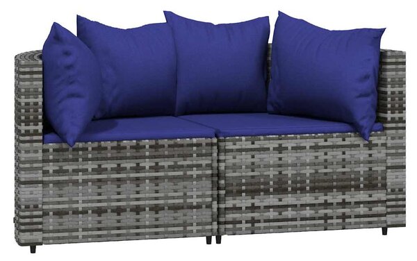 3 részes szürke polyrattan kerti ülőgarnitúra párnákkal
