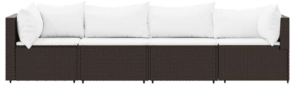 4 részes barna polyrattan kerti ülőgarnitúra párnákkal