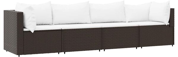 4 részes barna polyrattan kerti ülőgarnitúra párnákkal