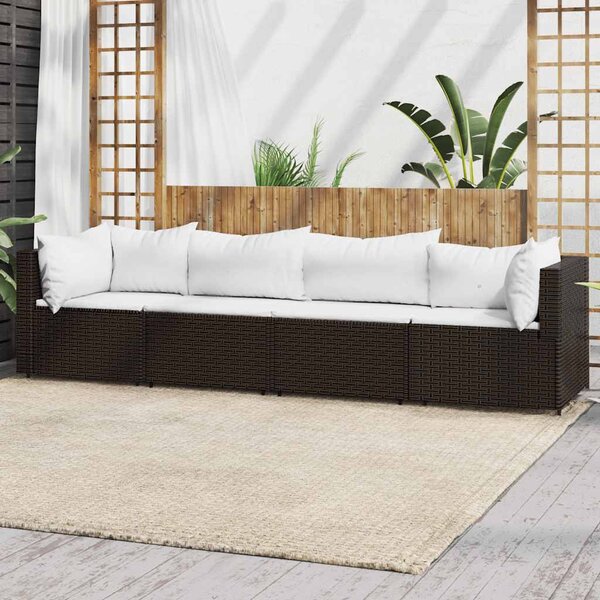 4 részes barna polyrattan kerti ülőgarnitúra párnákkal