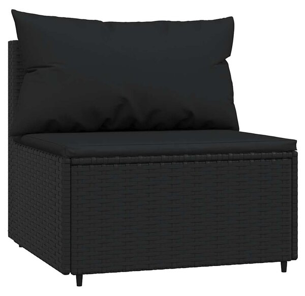 3 részes fekete polyrattan kerti ülőgarnitúra párnákkal
