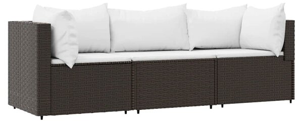 3 részes barna polyrattan kerti ülőgarnitúra párnával