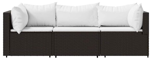 3 részes barna polyrattan kerti ülőgarnitúra párnával