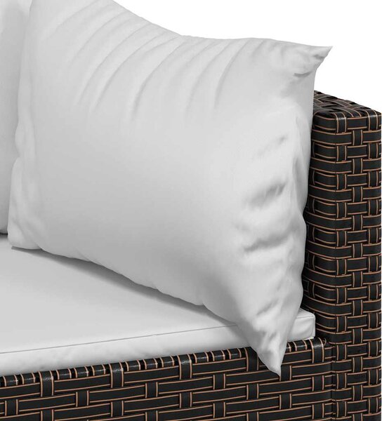 2 db barna polyrattan kerti sarokkanapé párnákkal