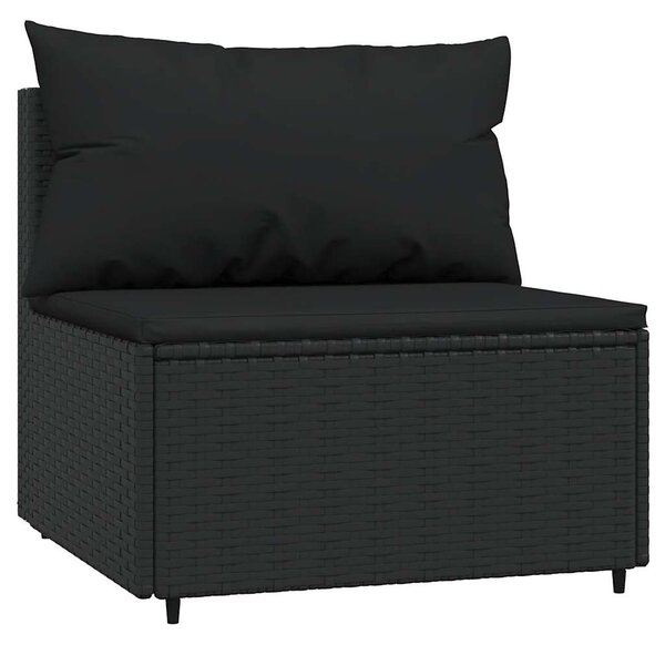 3 részes fekete polyrattan kerti ülőgarnitúra párnákkal
