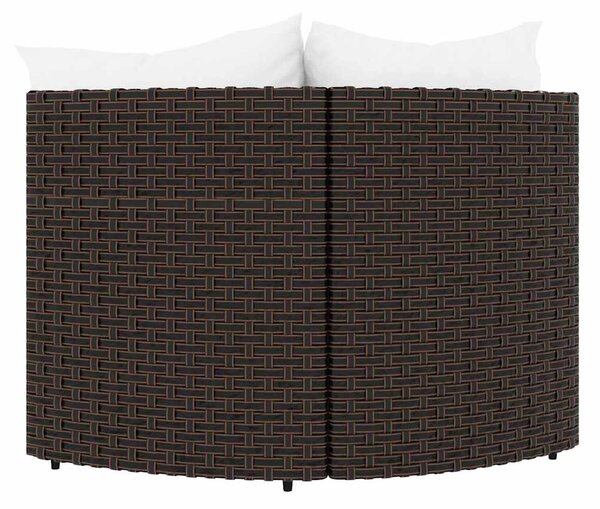 2 db barna polyrattan kerti sarokkanapé párnákkal