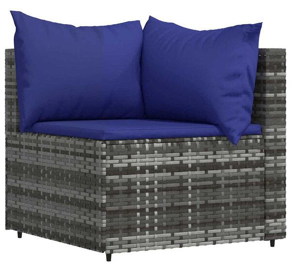 3 részes szürke polyrattan kerti ülőgarnitúra párnákkal