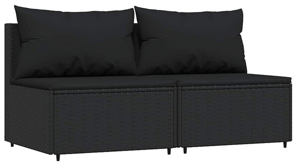 3 részes fekete polyrattan kerti ülőgarnitúra párnákkal