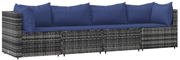 4 részes szürke polyrattan kerti ülőgarnitúra párnákkal