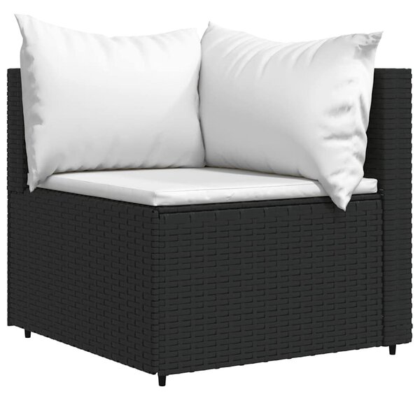 4 részes fekete polyrattan kerti ülőgarnitúra párnákkal