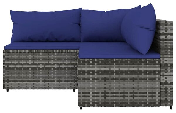 3 részes szürke polyrattan kerti ülőgarnitúra párnákkal