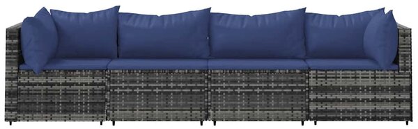 4 részes szürke polyrattan kerti ülőgarnitúra párnákkal