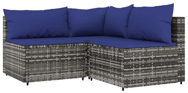 3 részes szürke polyrattan kerti ülőgarnitúra párnákkal