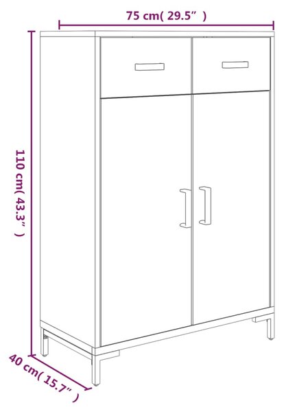 Tömör újrahasznosított fenyőfa cipőtartó 75 x 40 x 110 cm