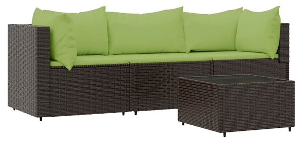 4 részes barna polyrattan kerti ülőgarnitúra párnákkal