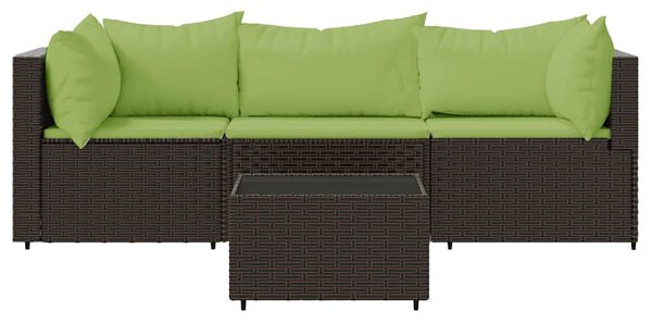 4 részes barna polyrattan kerti ülőgarnitúra párnákkal