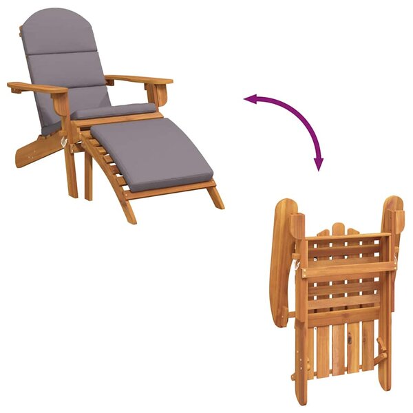 Tömör akácfa kerti adirondack szék lábtartóval